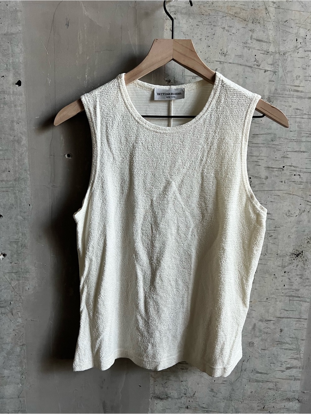 Bettina Liano Butter Cream Vintage Sleeveless Textured Tank Top